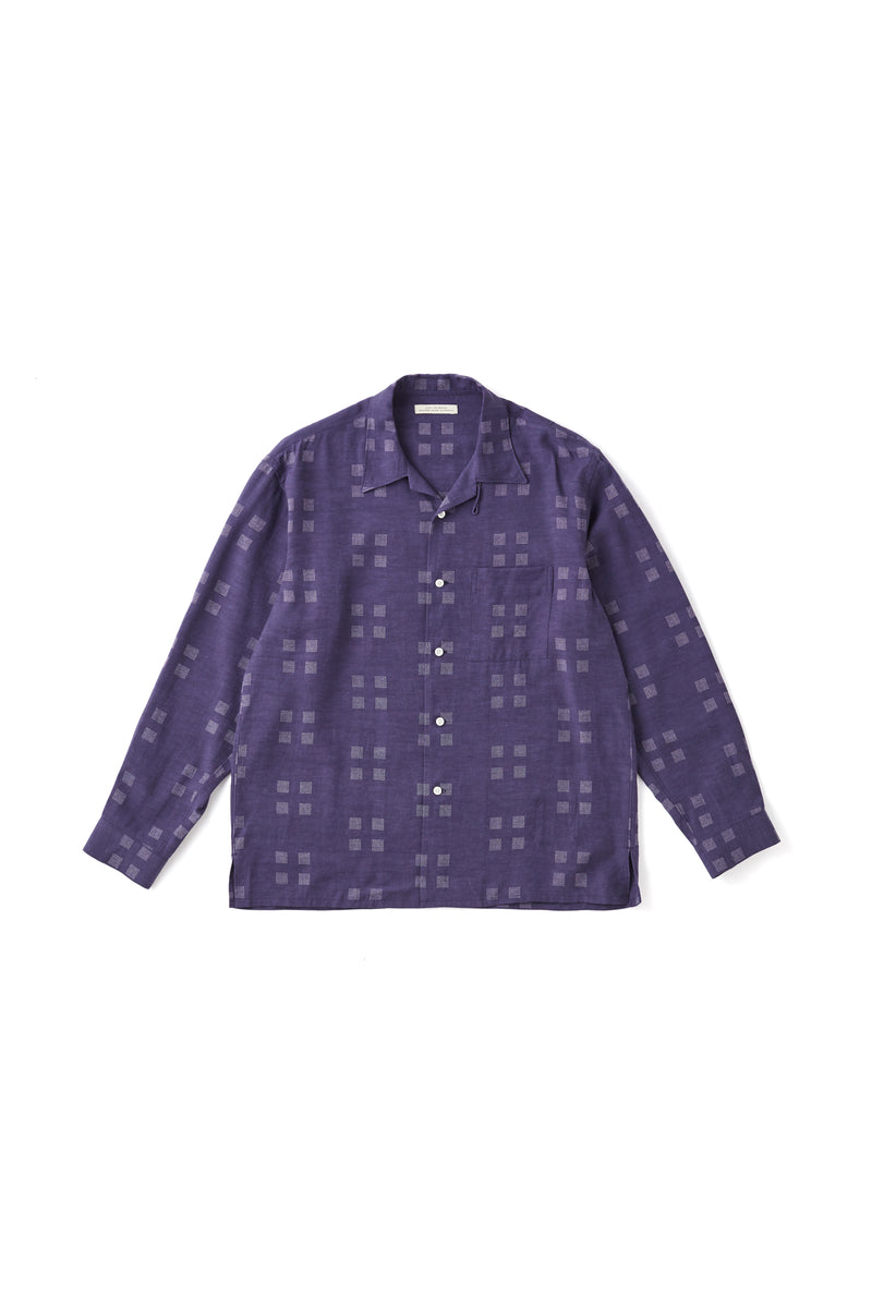 ORIGINAL PRINTED OPEN COLLAR SHIRTS (Square Dot) Long-sleeve