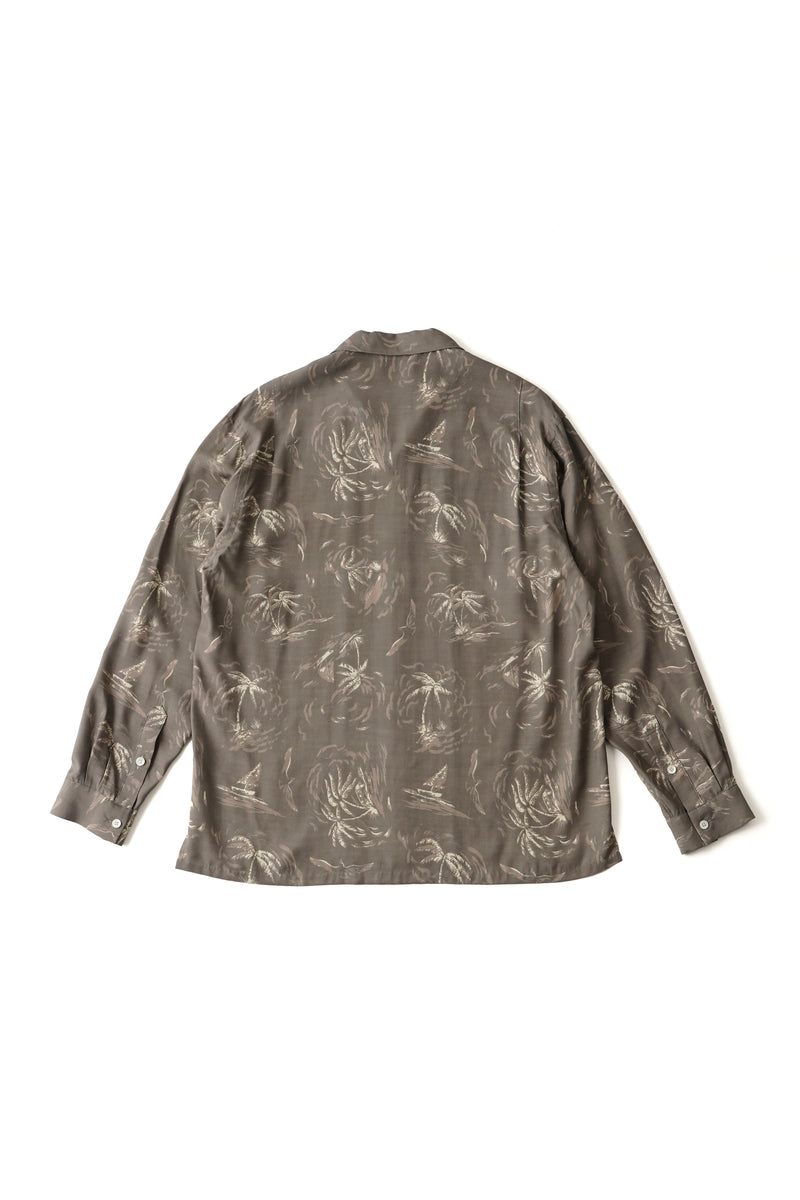 ORIGINAL PRINTED OPEN COLLAR SHIRTS (PALM TREE) Long-sleeve