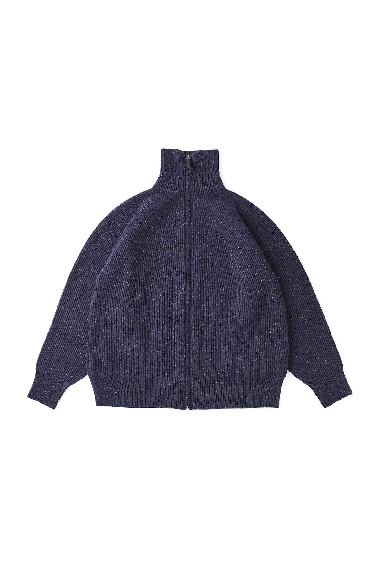 SILK NEP WOOL ZIP SWEATER - 242OJ-KN03