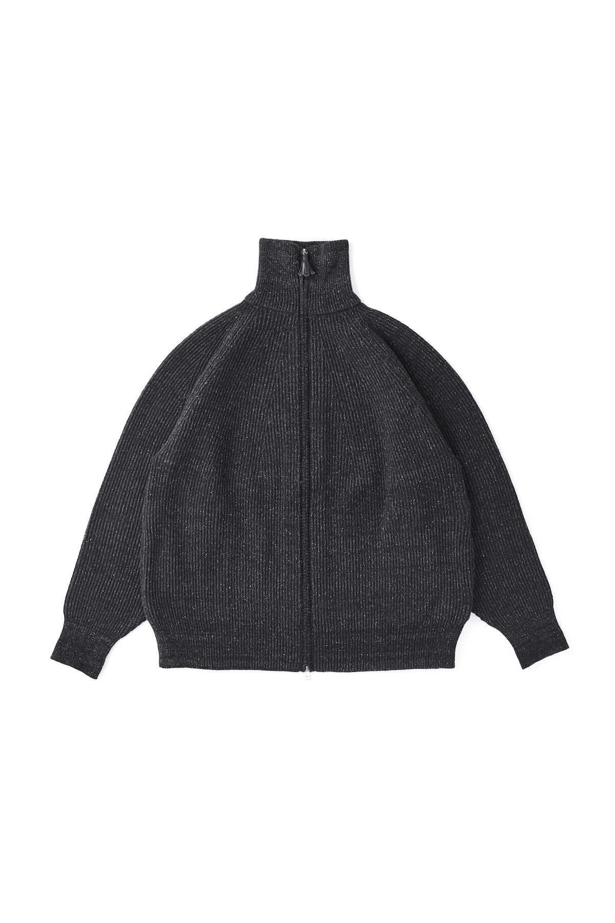 SILK NEP WOOL ZIP SWEATER - 242OJ-KN03