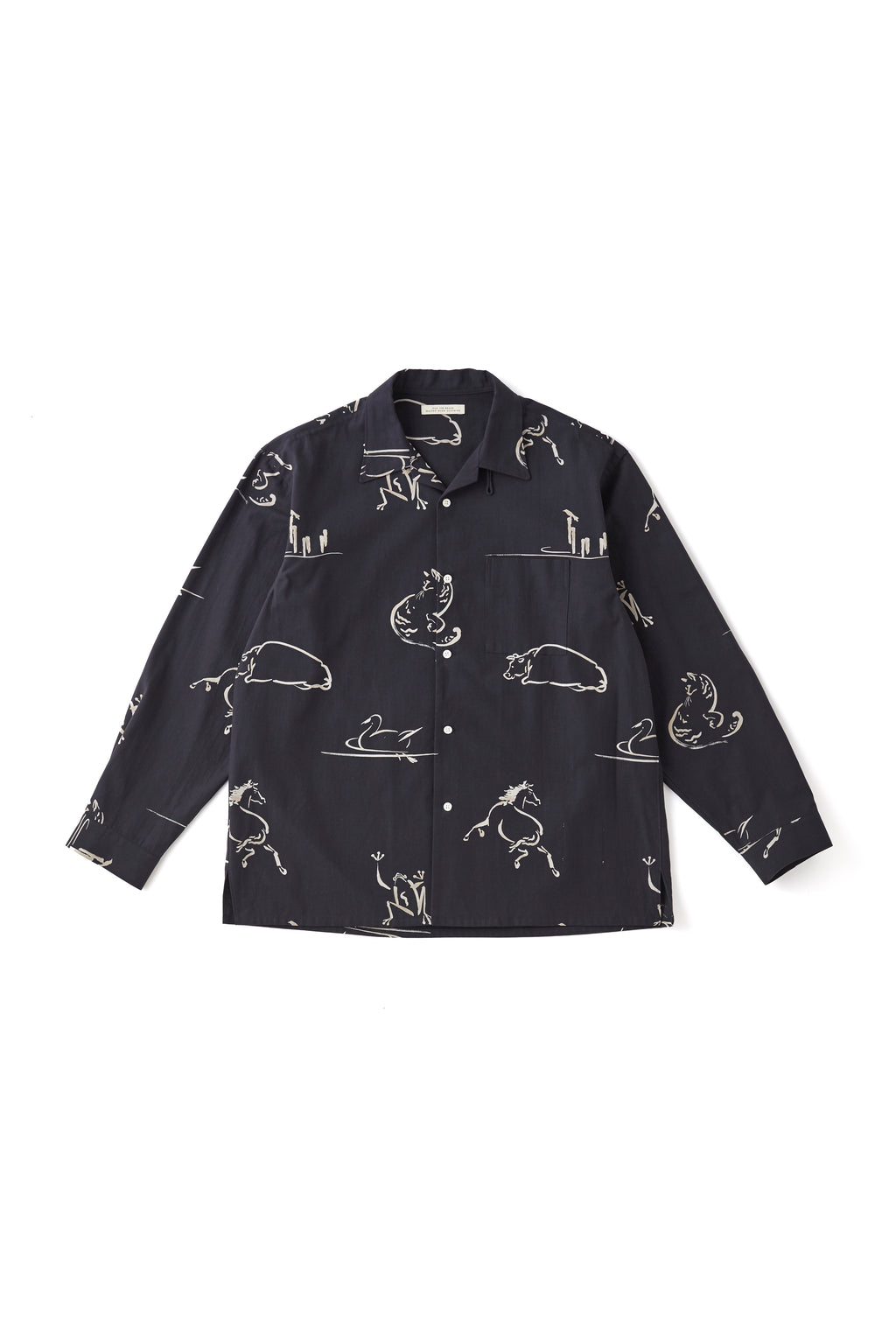 ORIGINAL PRINTED OPEN COLLAR SHIRTS (Animal Drawing) Long-sleeve - 251OJ-SH18