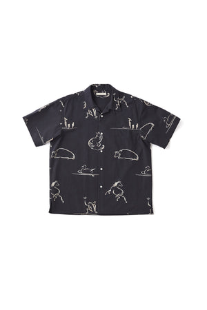 ORIGINAL PRINTED OPEN COLLAR SHIRTS (Animal Drawing) Short-sleeve - 251OJ-SH22