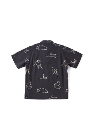 ORIGINAL PRINTED OPEN COLLAR SHIRTS (Animal Drawing) Short-sleeve - 251OJ-SH22
