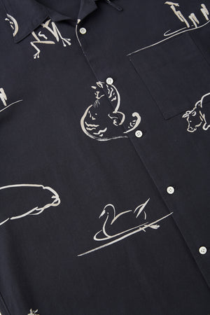ORIGINAL PRINTED OPEN COLLAR SHIRTS (Animal Drawing) Short-sleeve - 251OJ-SH22