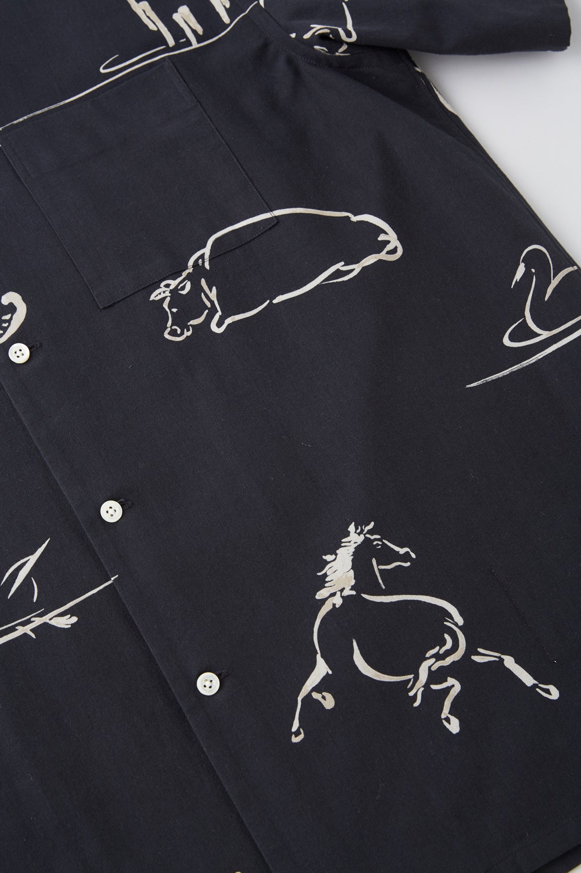 ORIGINAL PRINTED OPEN COLLAR SHIRTS (Animal Drawing) Short-sleeve - 251OJ-SH22