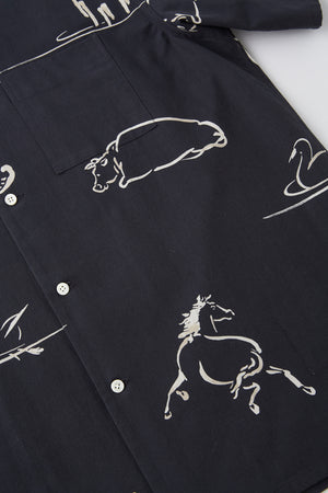ORIGINAL PRINTED OPEN COLLAR SHIRTS (Animal Drawing) Short-sleeve - 251OJ-SH22