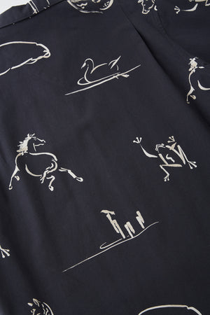 ORIGINAL PRINTED OPEN COLLAR SHIRTS (Animal Drawing) Short-sleeve - 251OJ-SH22