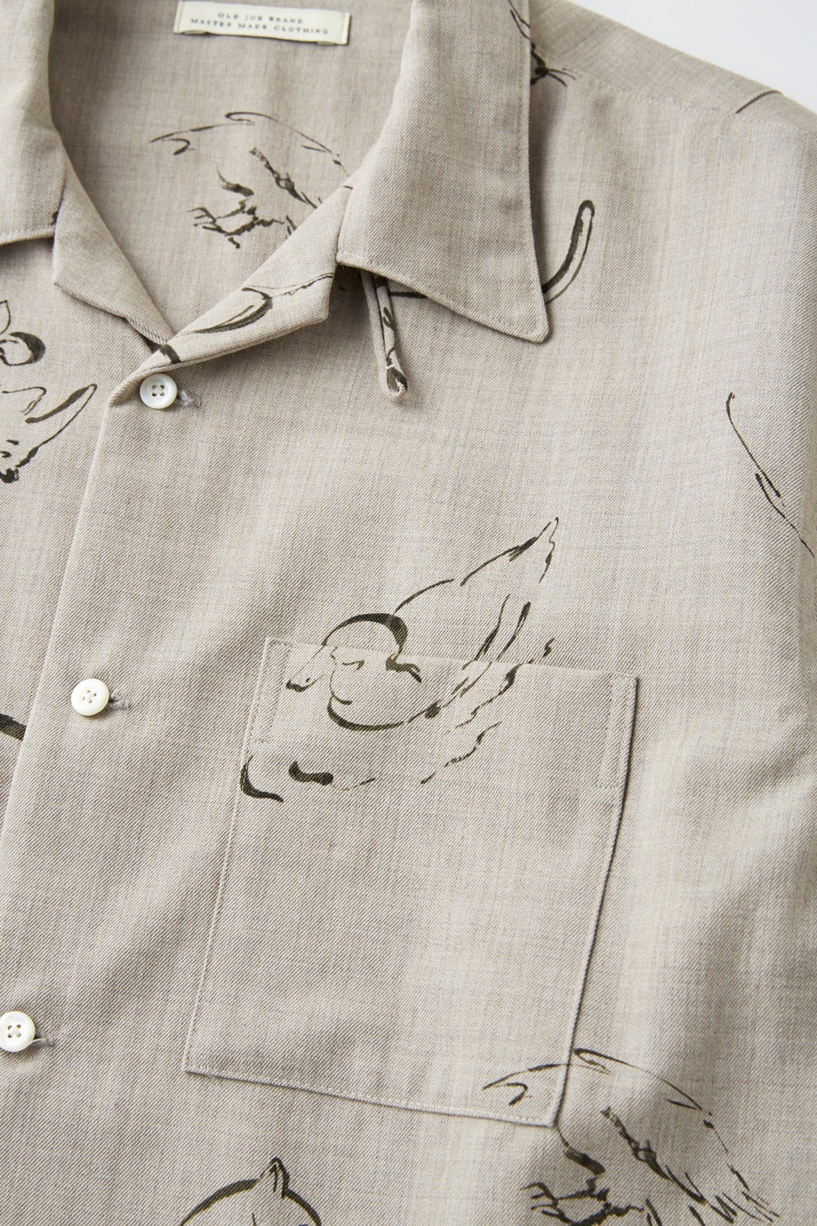 ORIGINAL PRINTED OPEN COLLAR SHIRTS (Animal Drawing) Long-sleeve - 252OJ-SH07