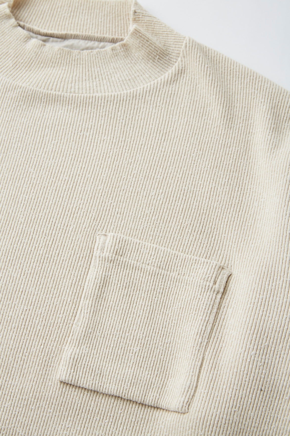 MOCK-NECK SILK NEP RIBED TOPS - 252OJ-CT03