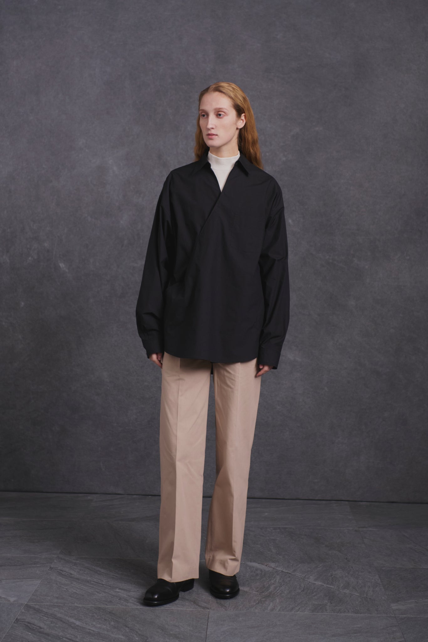ASYMMETRY FRONT TUNIC SHIRTS (Long-Sleeve) - 251OJ-SH08
