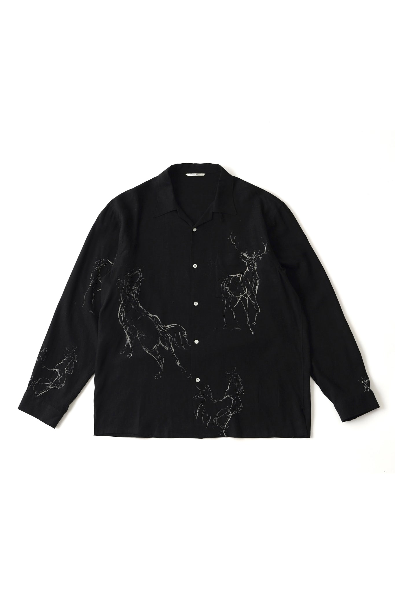 ORIGINAL PRINTED OPEN COLLAR SHIRTS (ANIMAL DRAWING) Long-sleeve