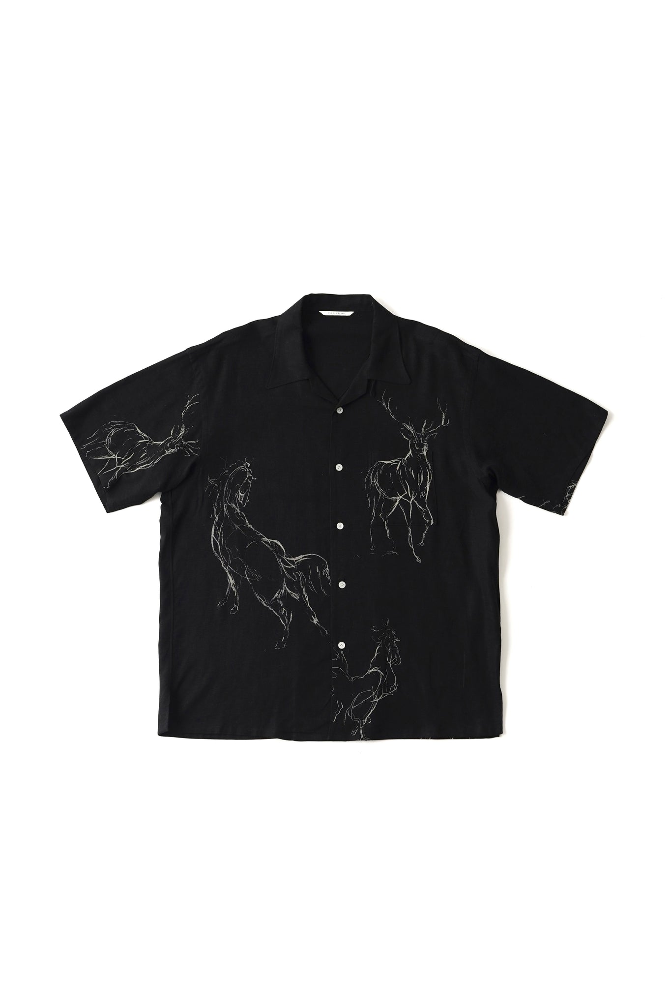 ORIGINAL PRINTED OPEN COLLAR SHIRTS (ANIMAL DRAWING) Short-sleeve