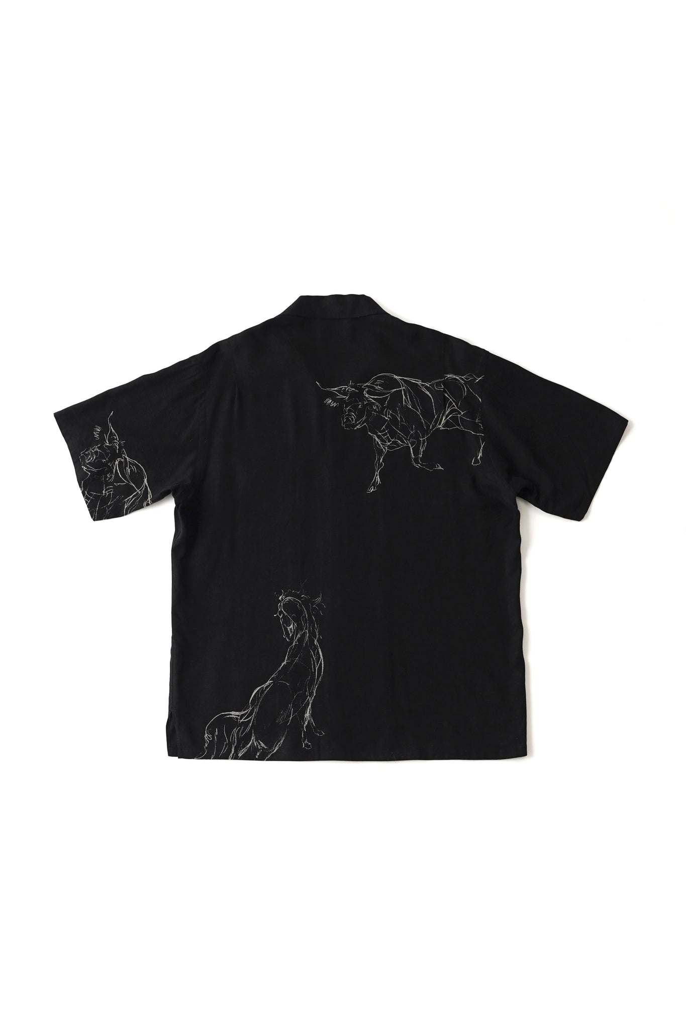 ORIGINAL PRINTED OPEN COLLAR SHIRTS (ANIMAL DRAWING) Short-sleeve