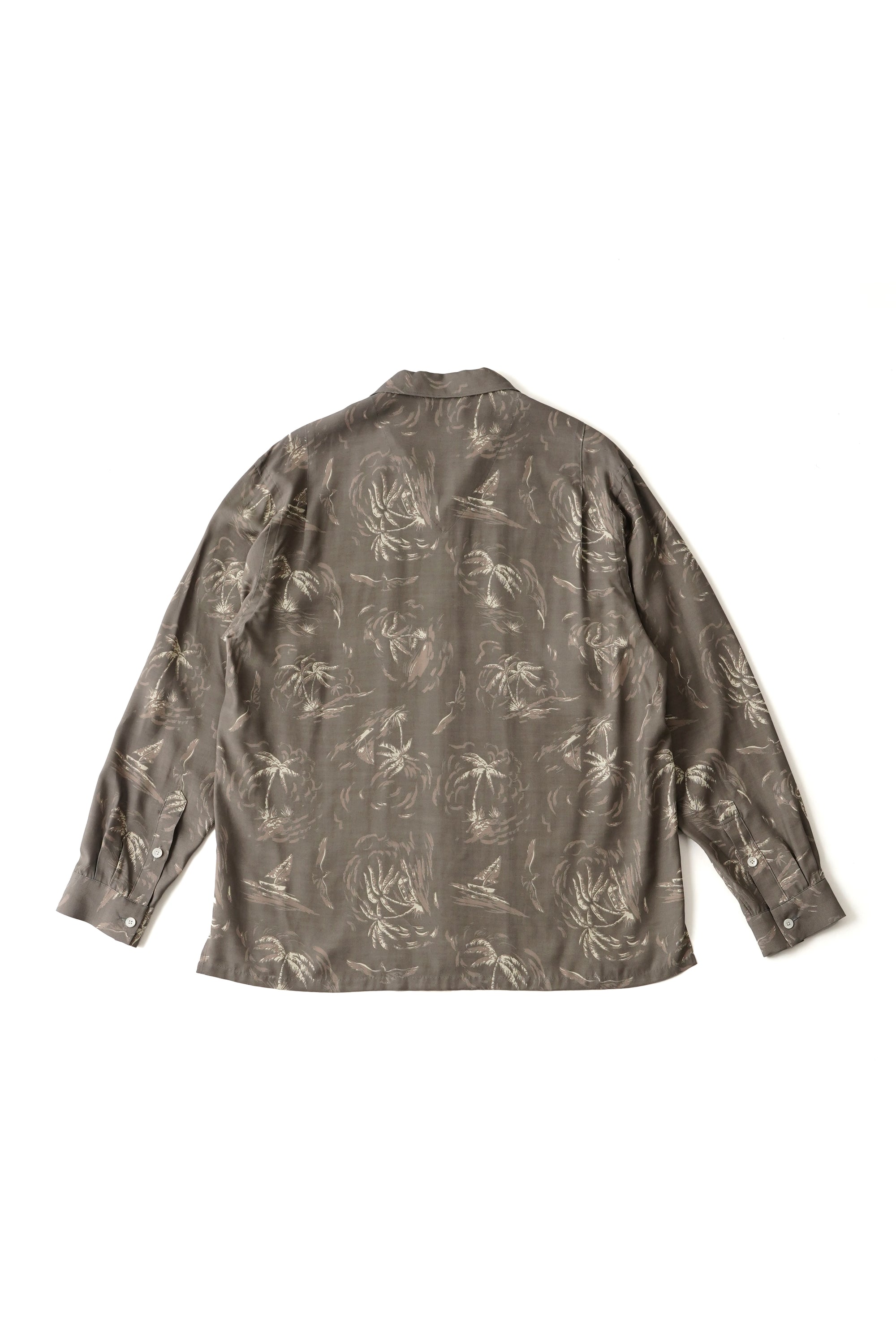 ORIGINAL PRINTED OPEN COLLAR SHIRTS (PALM TREE) Long-sleeve