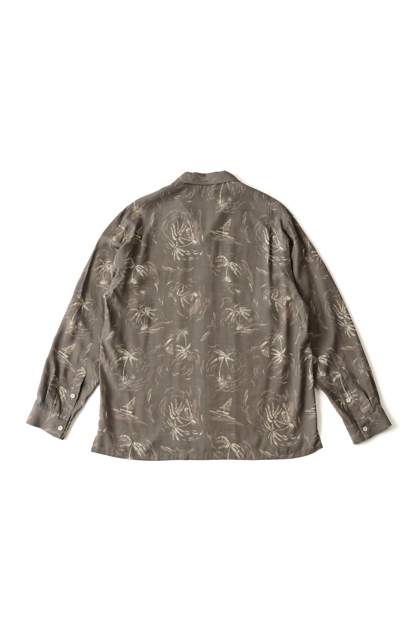 ORIGINAL PRINTED OPEN COLLAR SHIRTS (PALM TREE) Long-sleeve