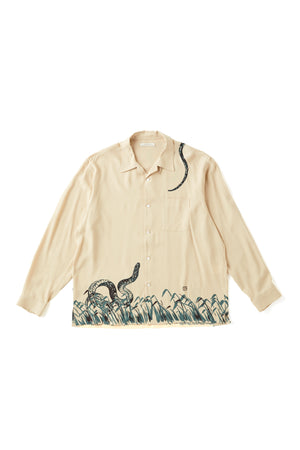 ORIGINAL PRINTED OPEN COLLAR SHIRTS “Hebi” Long-sleeve - 251OJ-SH25