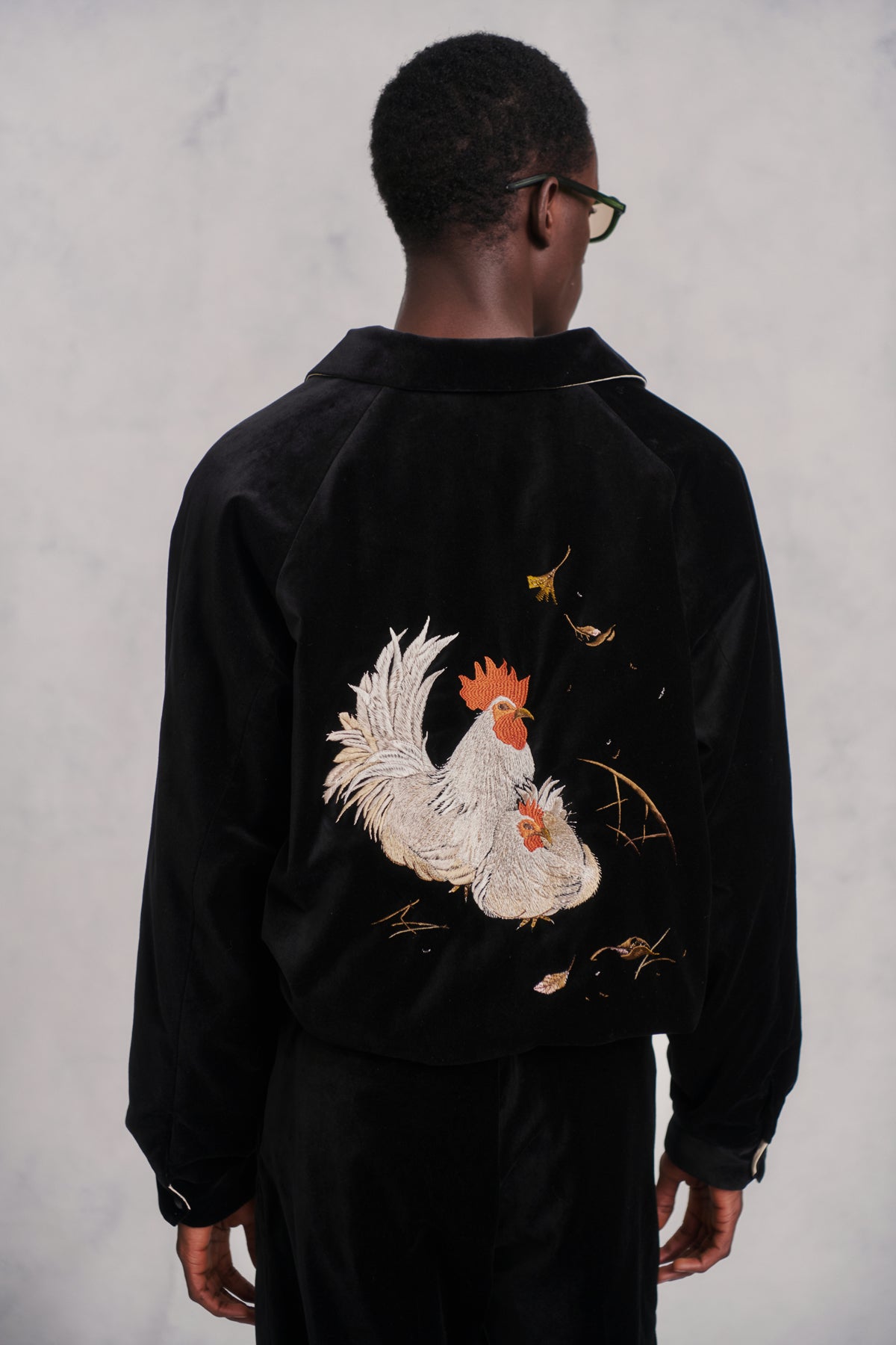 STUNNING VELVET SOUVENIR JACKET (Niwatori to Hiyoko) - 252OJ-JK12