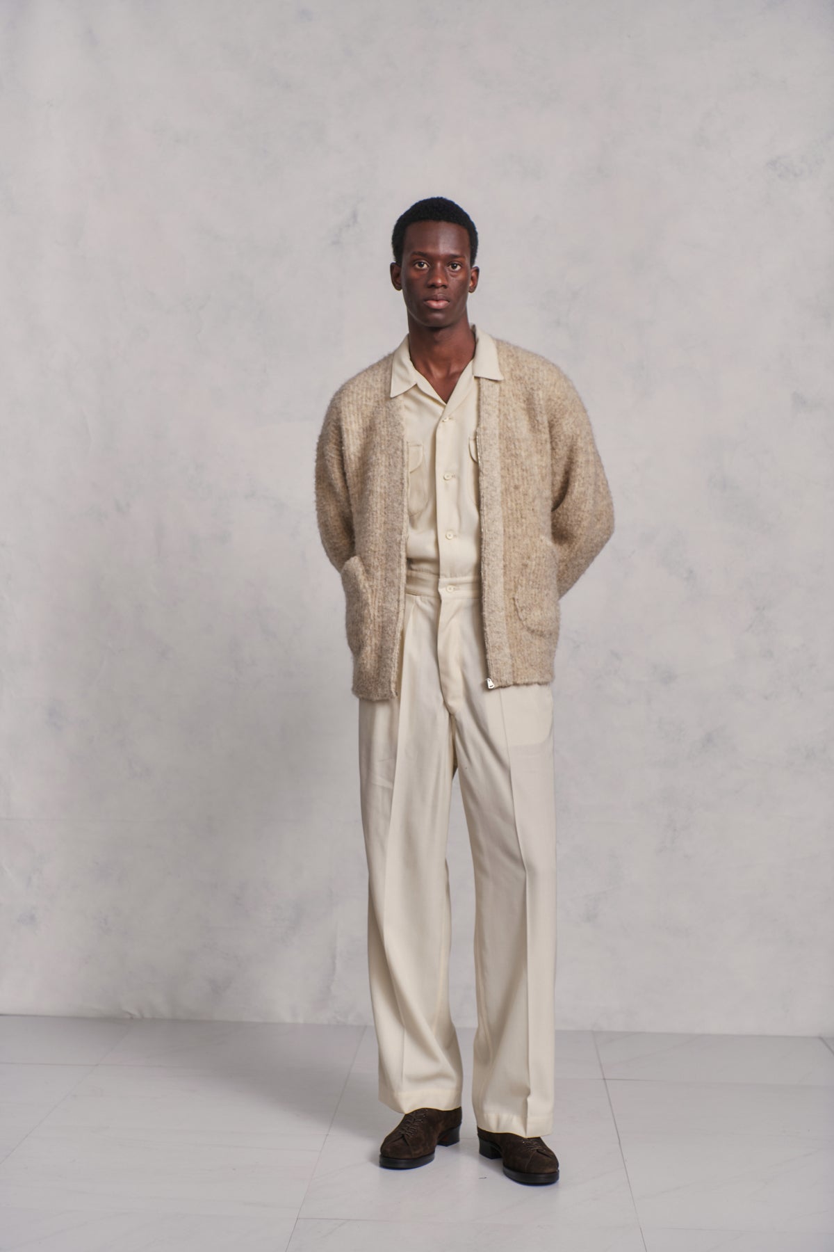 BOUCLE ALPAKA ZIP CARDIGAN - 252OJ-KN05