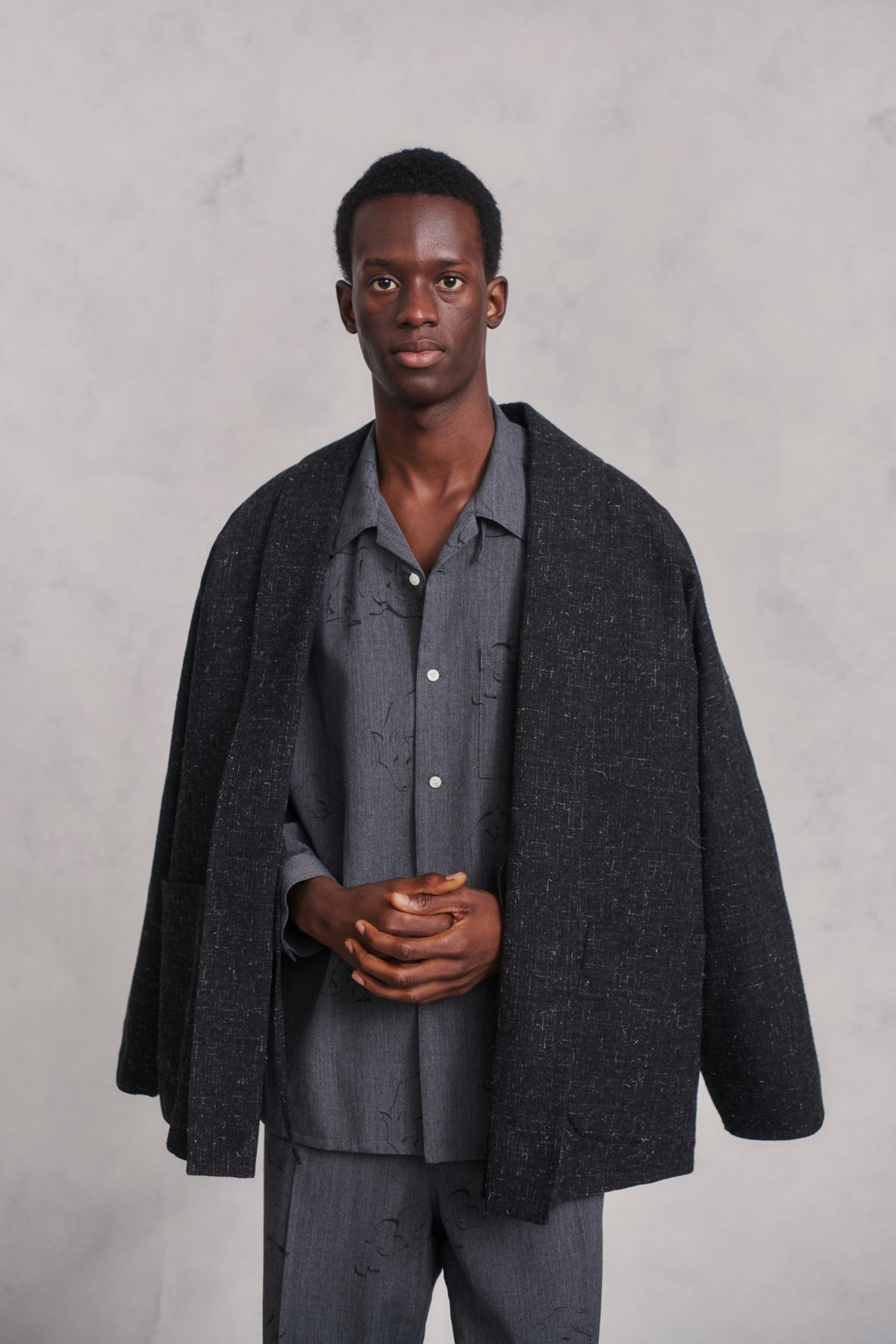 ORIGINAL PRINTED OPEN COLLAR SHIRTS (Animal Drawing) Long-sleeve - 252OJ-SH07