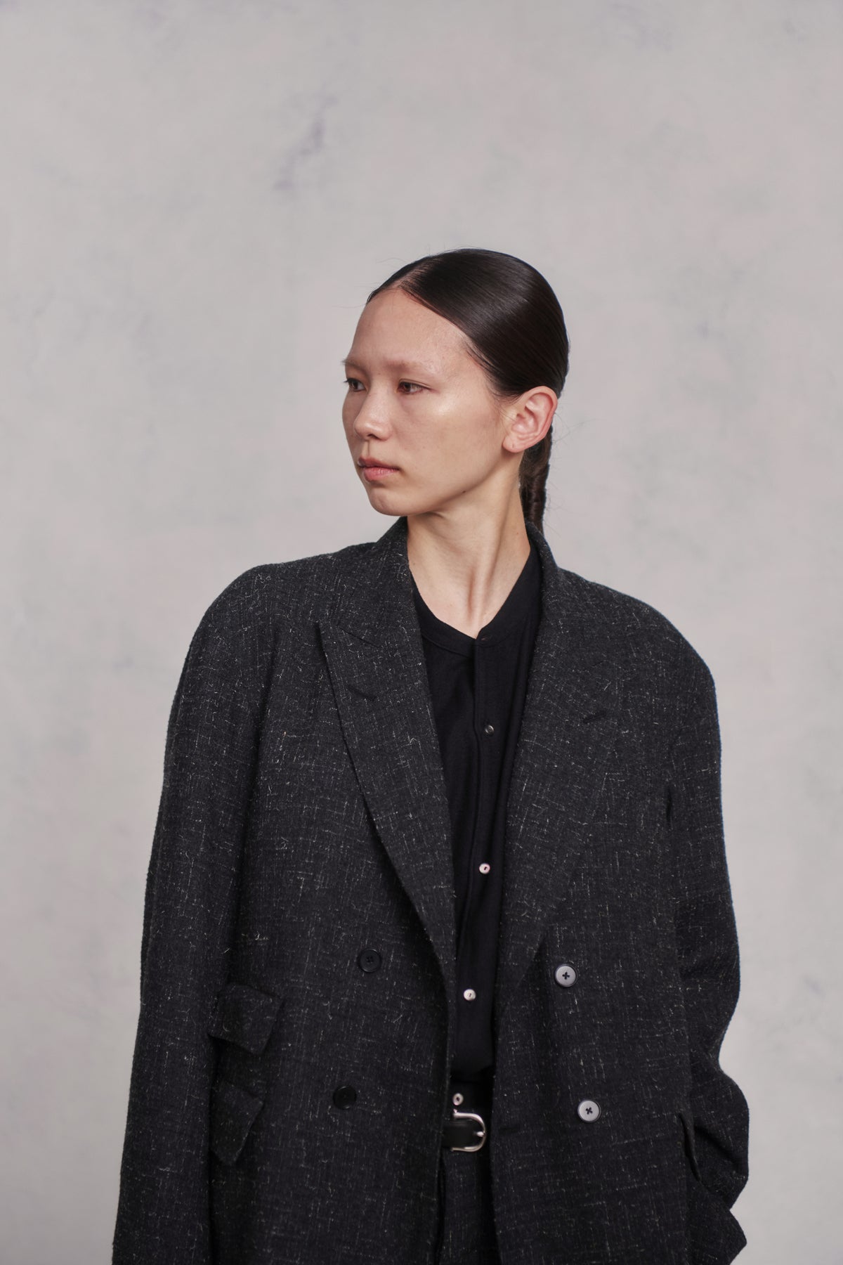 BAND COLLAR LONG TAIL SHIRTS - 252OJ-SH01