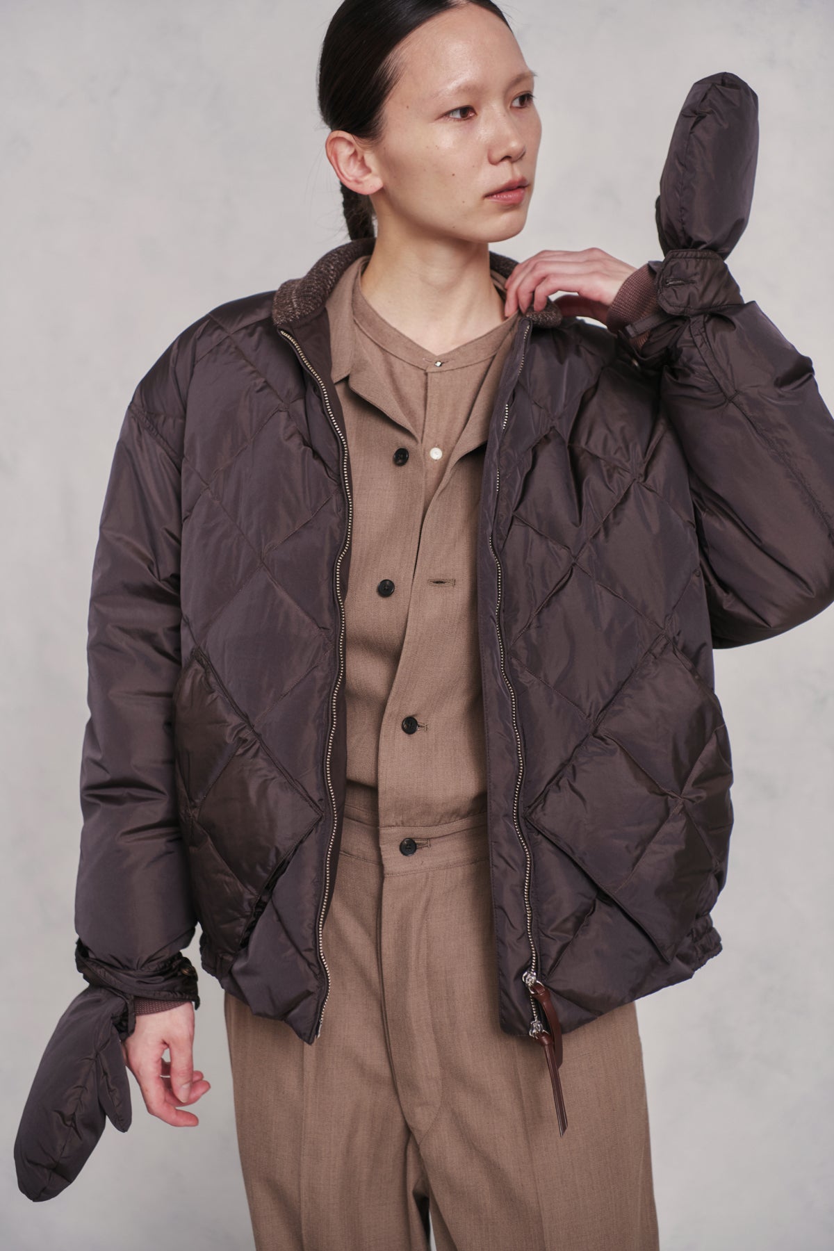 HIGH-COUNT SILK MITTEN PUFF JACKET - 252OJ-JK13