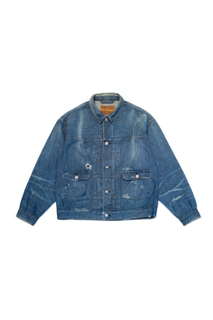 LOWER FLAP POCKET JEAN JACKET (SCAR FACE) - 241OJ-JK16