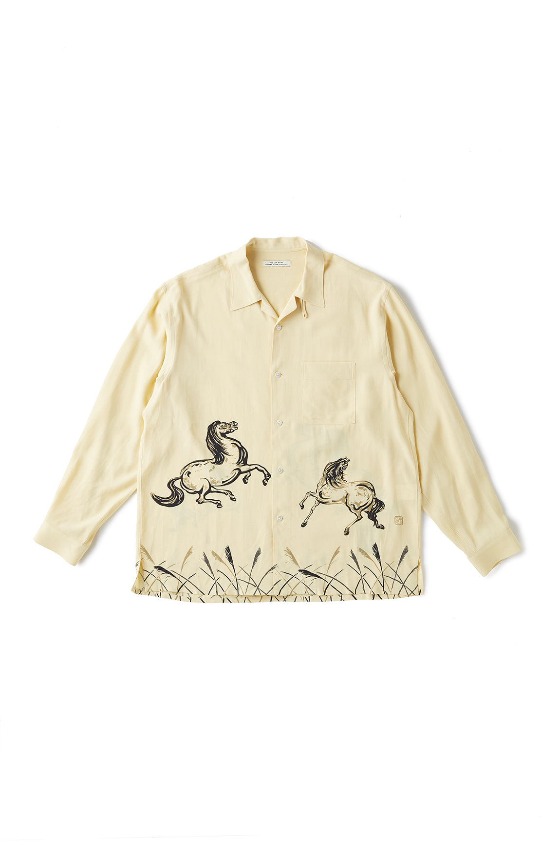 ORIGINAL PRINTED OPEN COLLAR SHIRTS (HORSE) Long Sleeve - 221OJ